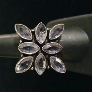 Faceted Marquise Amethyst Stones Statement Ring